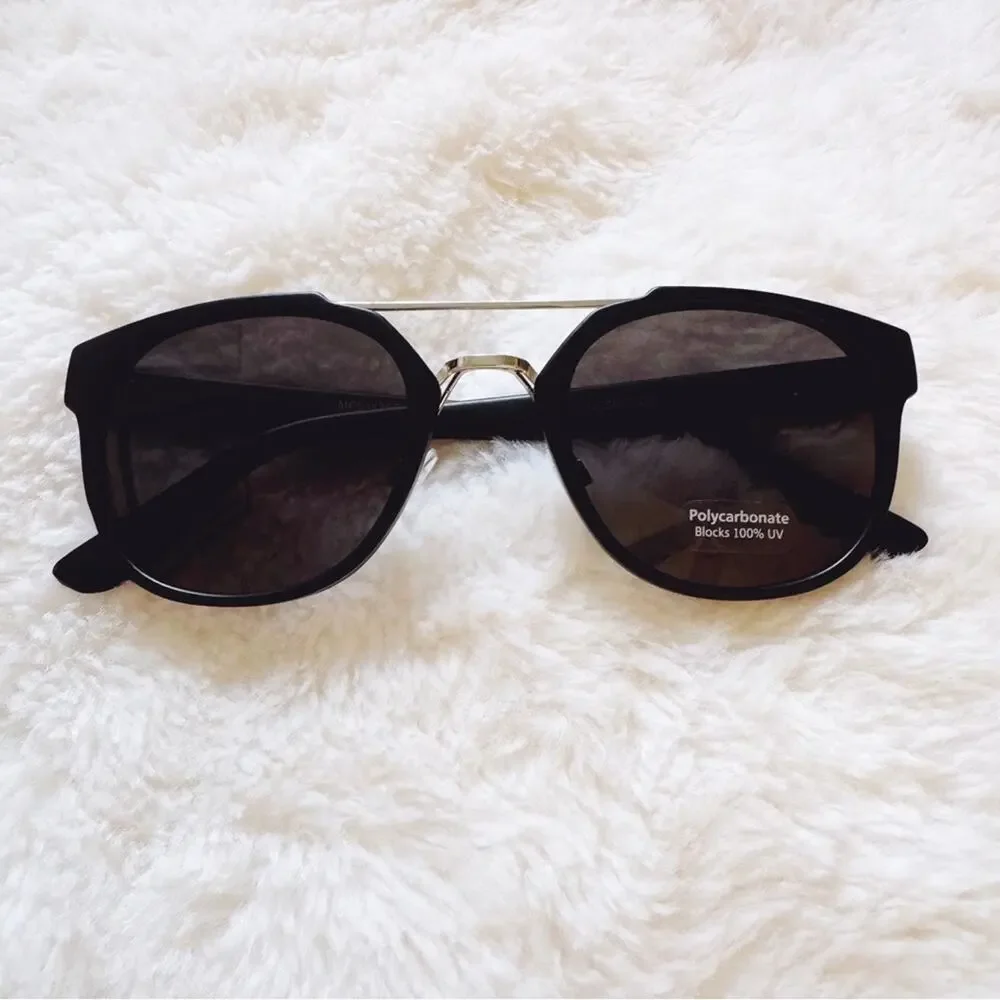Ansel Black Bold Round Sunglasses